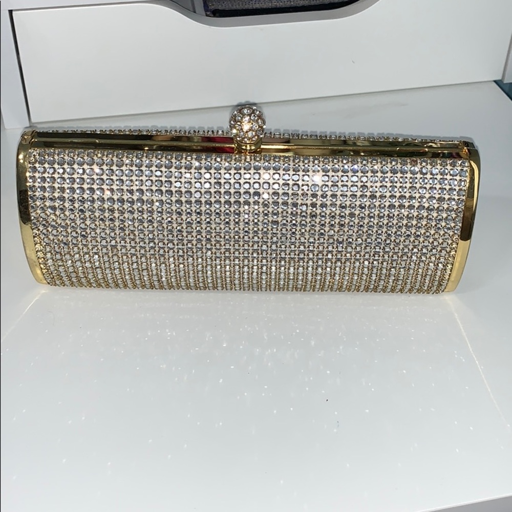 Gold rhinestone clutch